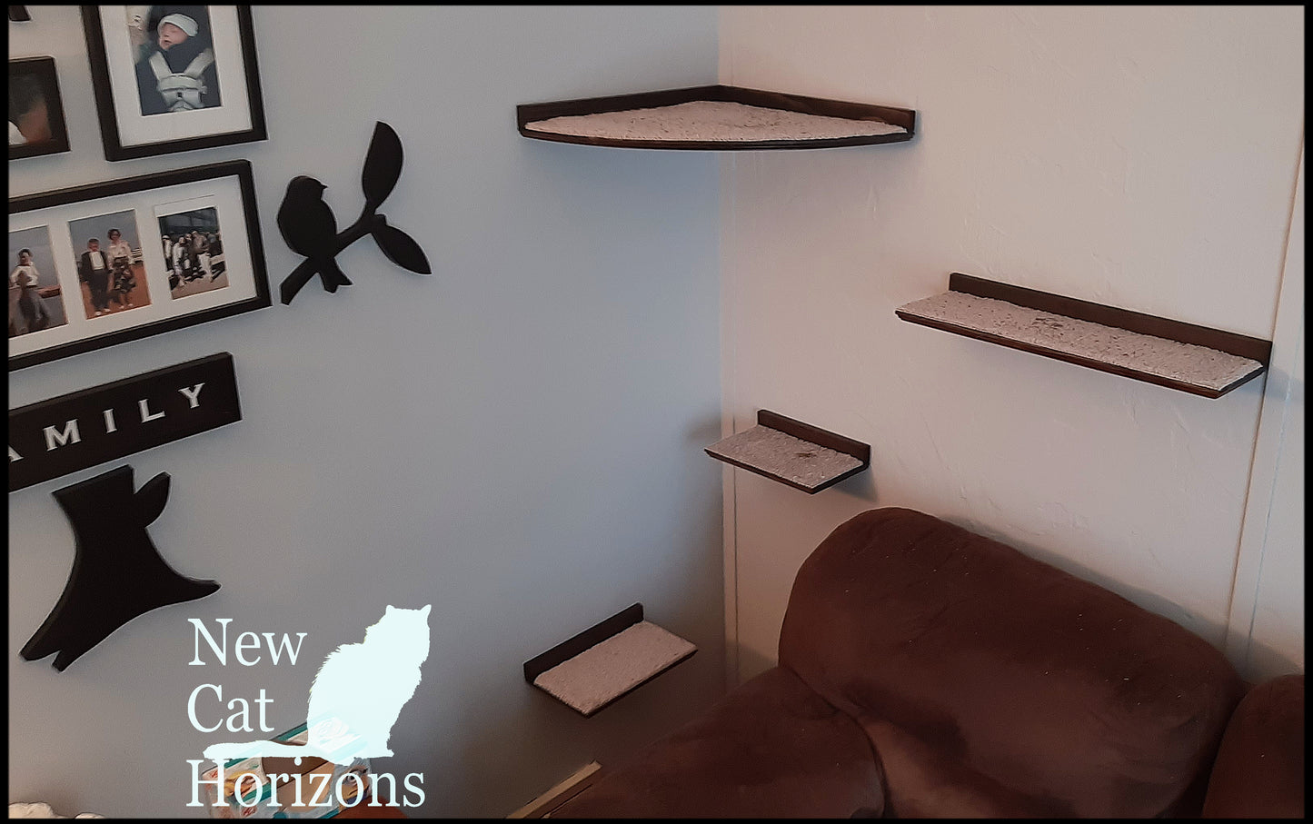 Floating Cat Shelf Set 4 pc. / Corner Perch with 1 Long, and 2 Short Shelves