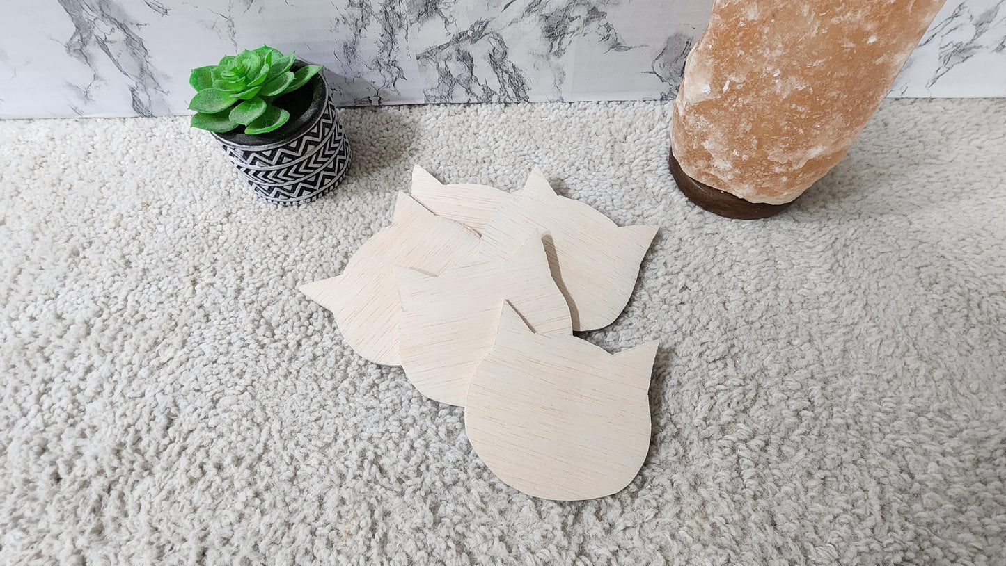 Unfinished Cat Head Wood Blank 4" for Art Projects / Kids Crafts / Painting