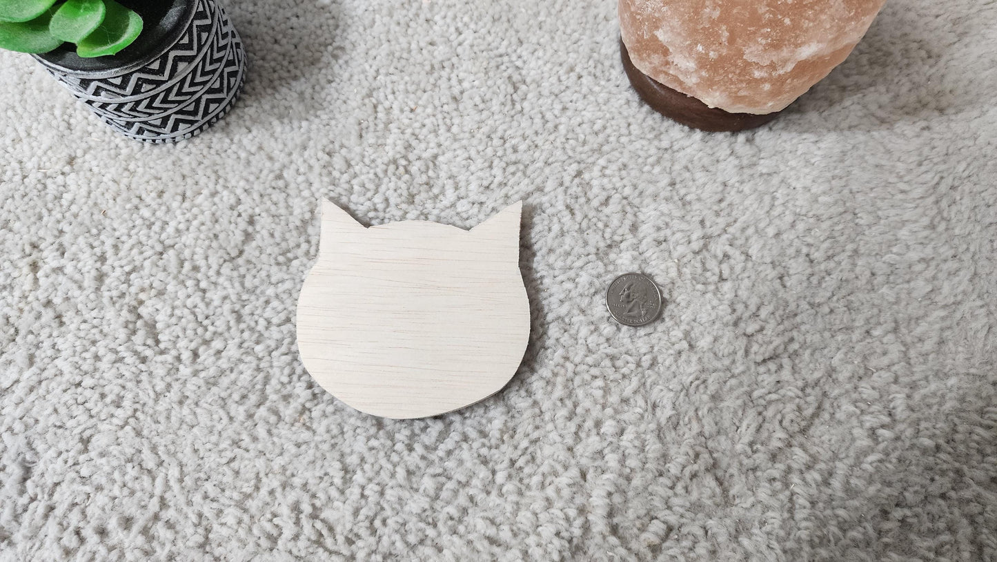 Unfinished Cat Head Wood Blank 4" for Art Projects / Kids Crafts / Painting