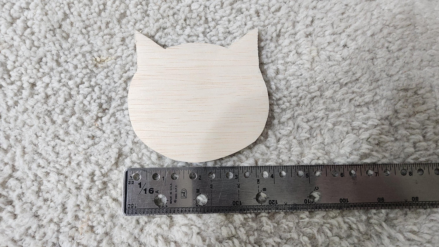 Unfinished Cat Head Wood Blank 4" for Art Projects / Kids Crafts / Painting