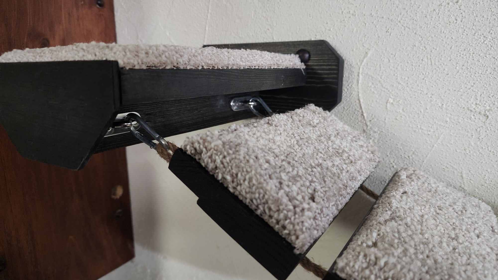45" Long Cat Bridge Combo w/ 2 Steps / Hemp Rope and Wood Cat Bridge for Climbing and Playing