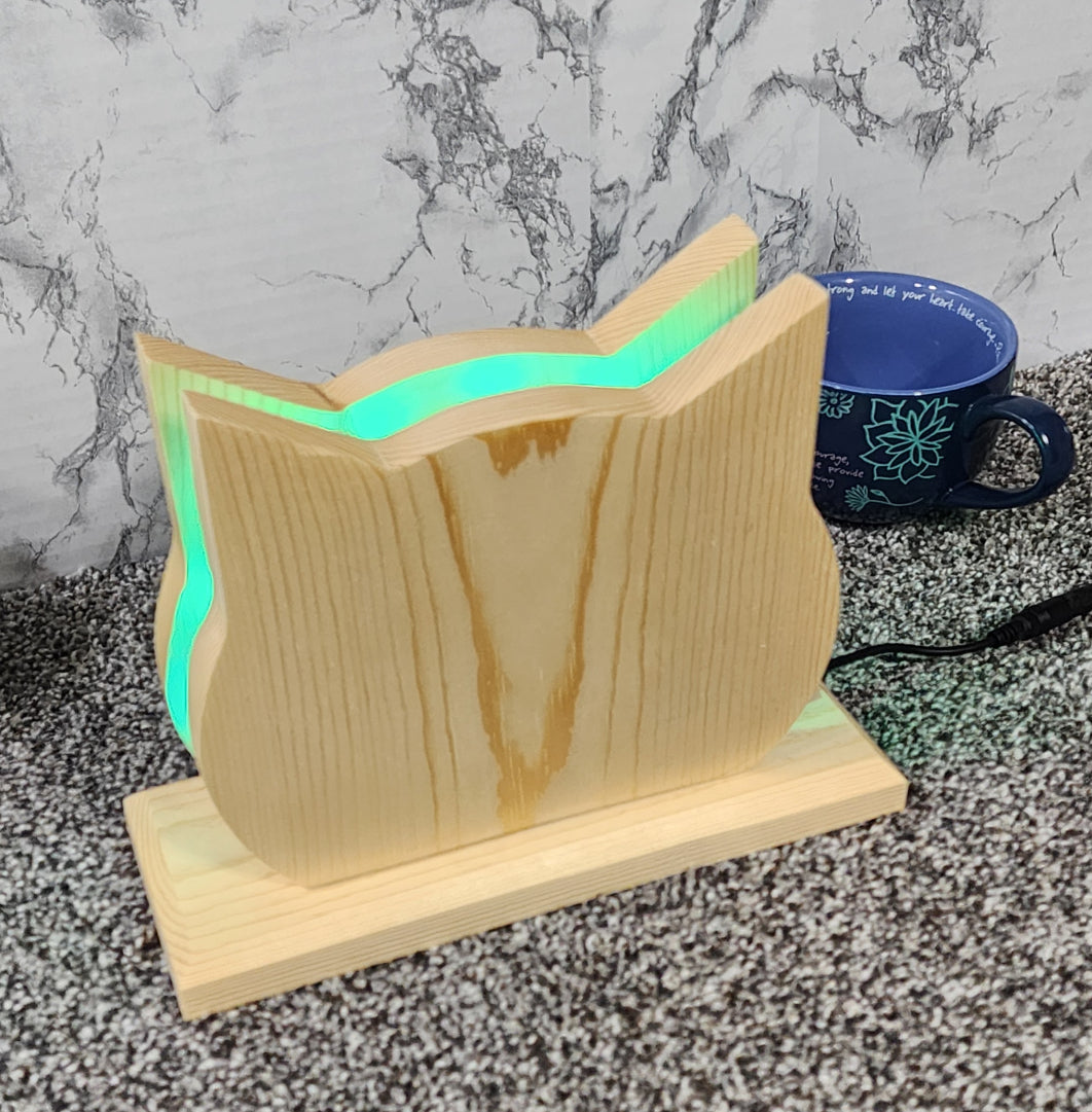 LED Cat Silhouette Light / Decorative Wooden Cat Lamp