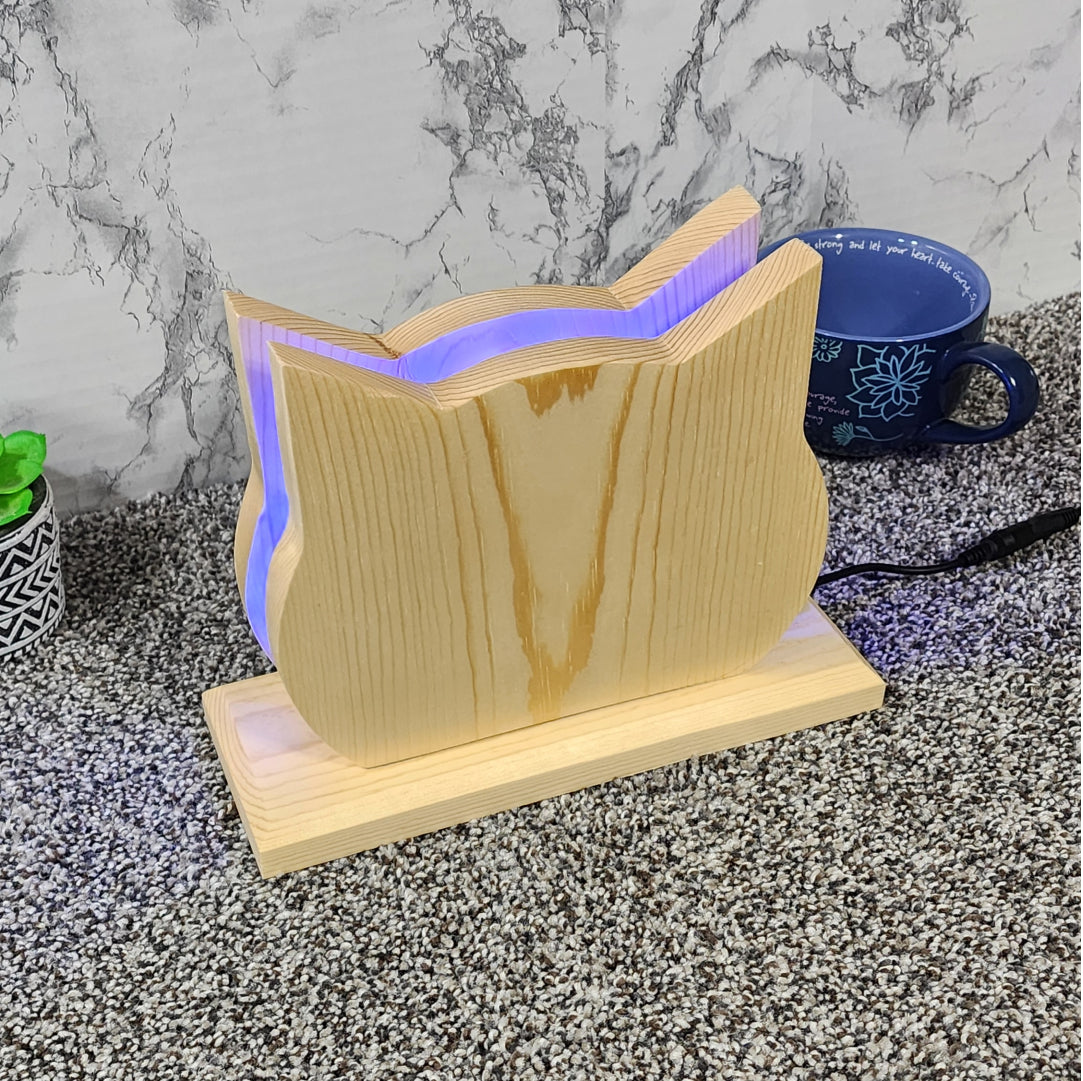 LED Cat Silhouette Light / Decorative Wooden Cat Lamp