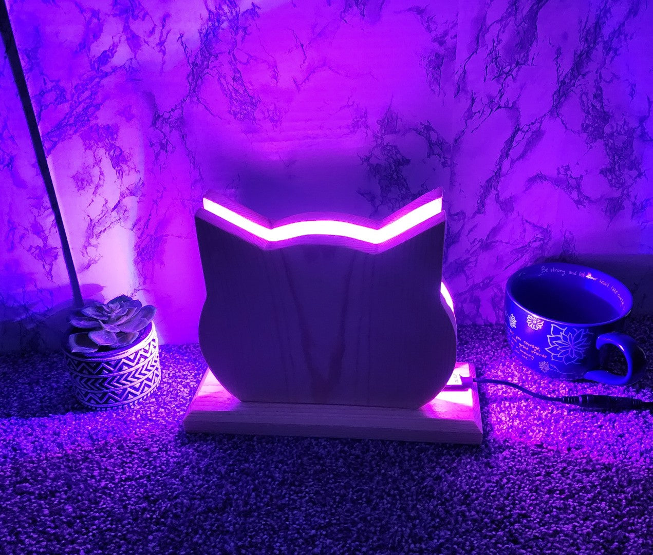 LED Cat Silhouette Light / Decorative Wooden Cat Lamp