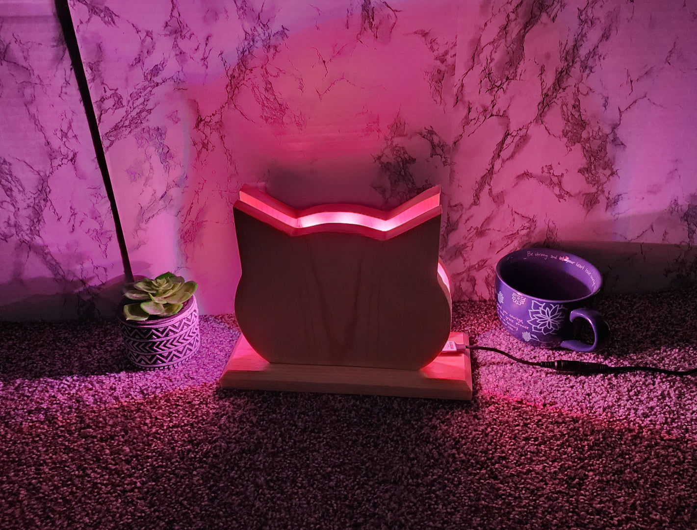 LED Cat Silhouette Light / Decorative Wooden Cat Lamp