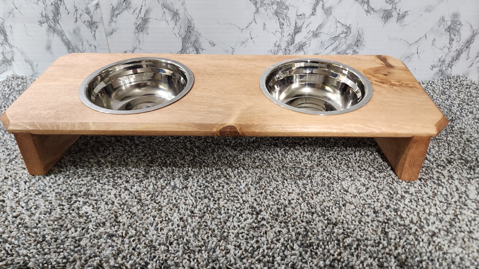 Raised Duel Cat Bowl / 16" - 20" Long Elevated Pet Bowl Feeding Tray with Feeding Bowls