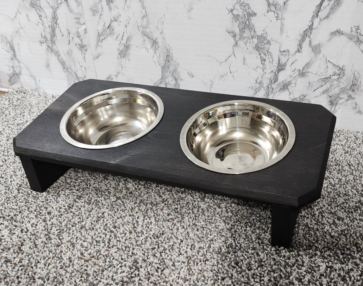 Raised Duel Cat Bowl / 16" - 20" Long Elevated Pet Bowl Feeding Tray with Feeding Bowls
