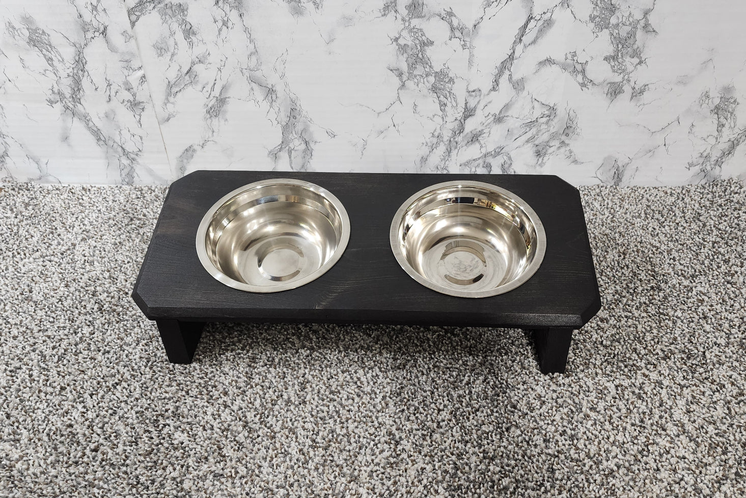 Raised Duel Cat Bowl / 16" - 20" Long Elevated Pet Bowl Feeding Tray with Feeding Bowls