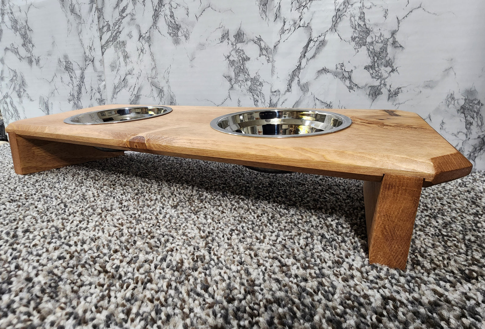 Raised Duel Cat Bowl / 16" - 20" Long Elevated Pet Bowl Feeding Tray with Feeding Bowls