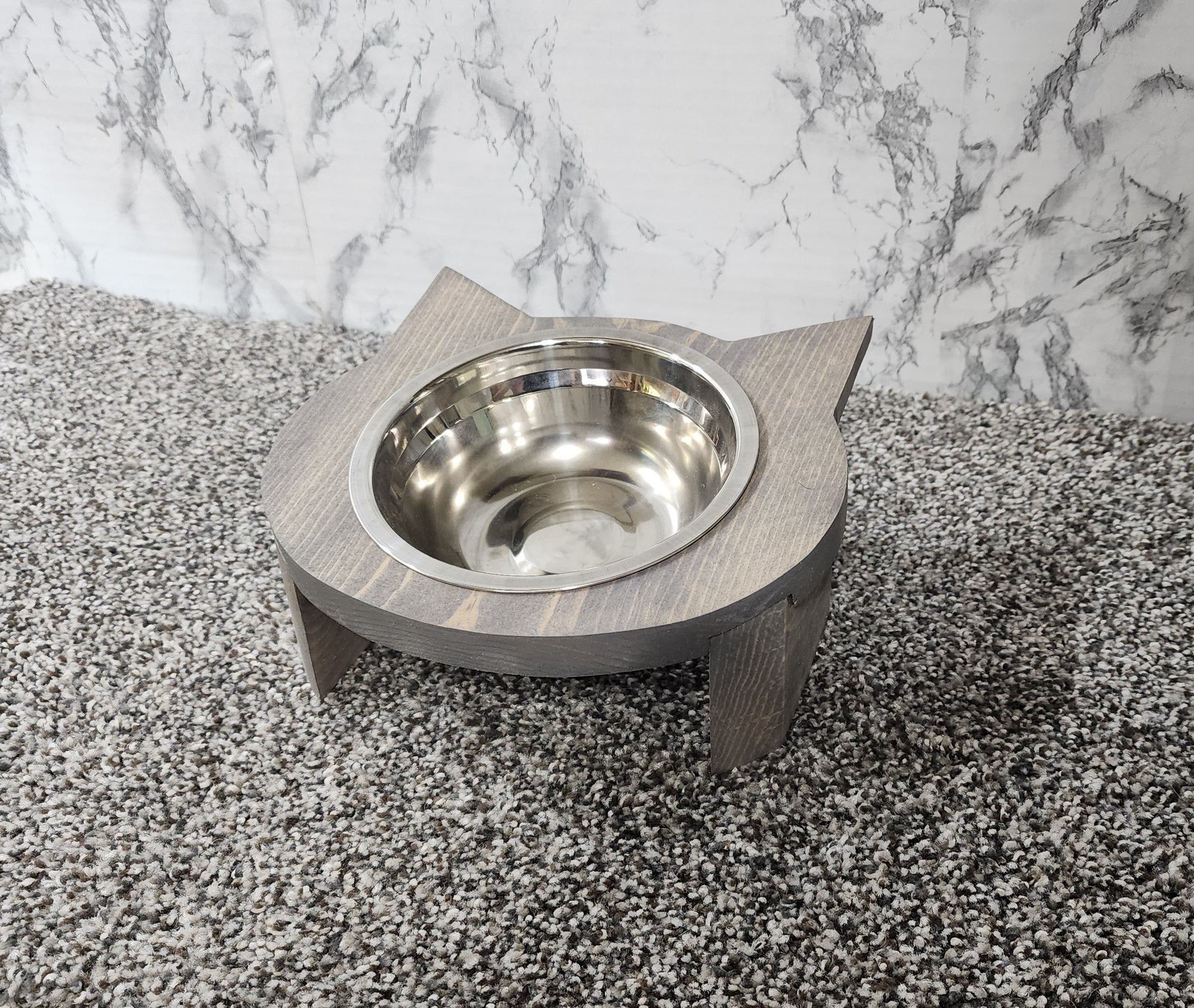 Cat Shaped Raised Cat Bowl / Elevated Food Dish / Cat Bowl and Feeding Tray with Feeding Bowl