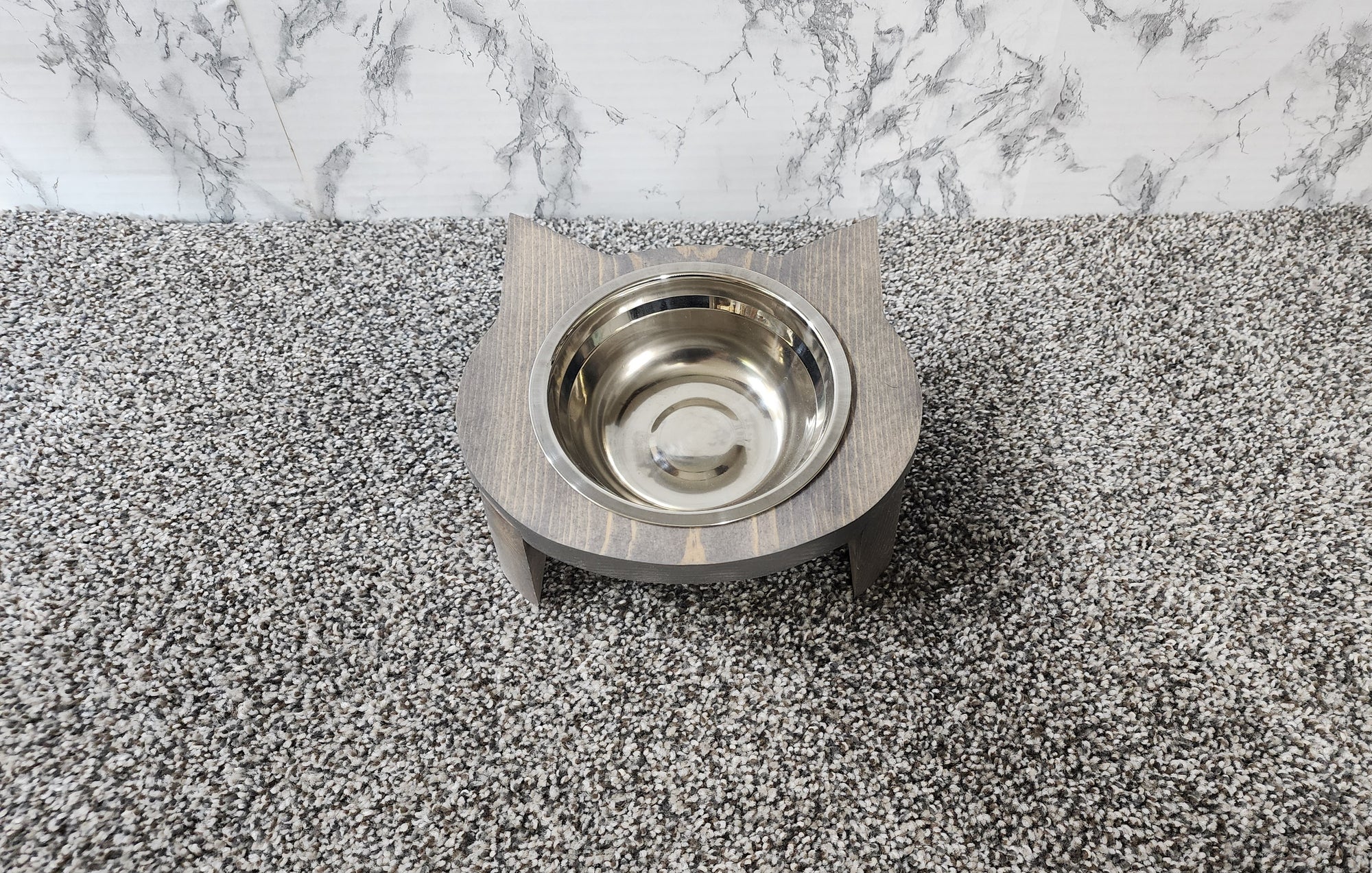 Cat Shaped Raised Cat Bowl / Elevated Food Dish / Cat Bowl and Feeding Tray with Feeding Bowl
