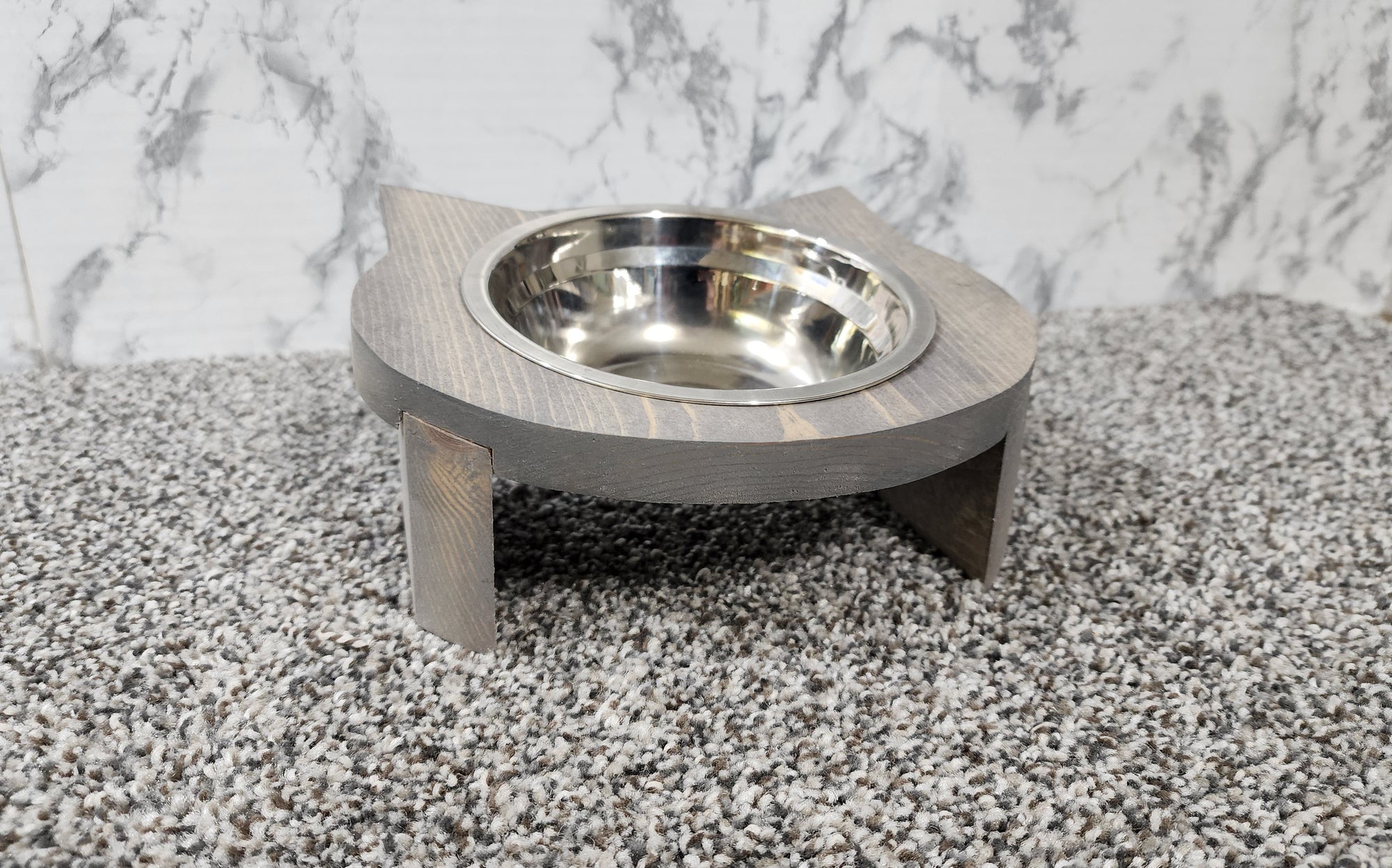 Cat Shaped Raised Cat Bowl / Elevated Food Dish / Cat Bowl and Feeding Tray with Feeding Bowl