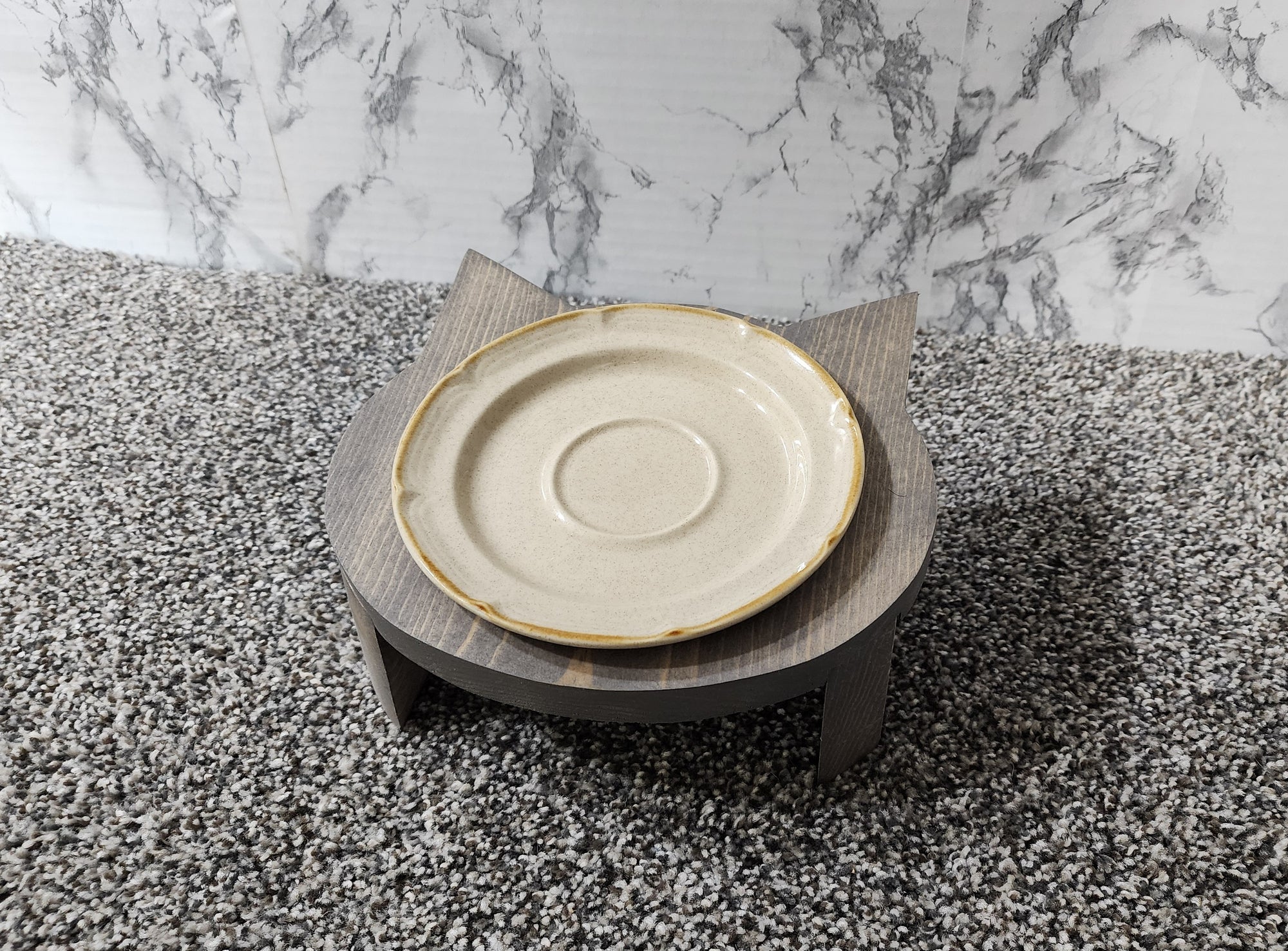 Cat Shaped Raised Cat Bowl / Elevated Food Dish / Cat Bowl and Feeding Tray with Feeding Bowl