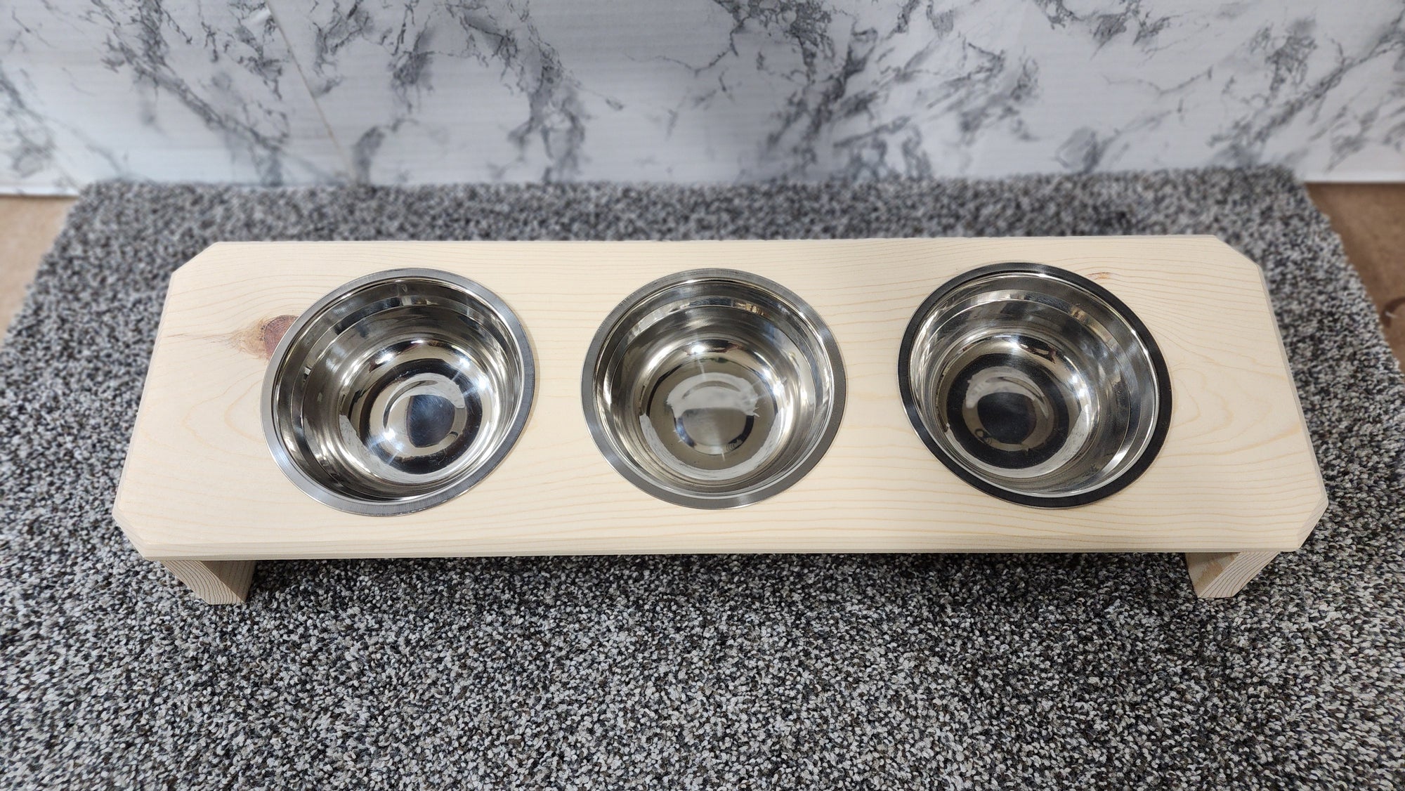 Raised Multi-Food and Water Pet Dish 24" Long / Cat Bowls and Dog Bowl Elevated Feeding Tray with Feeding Bowls