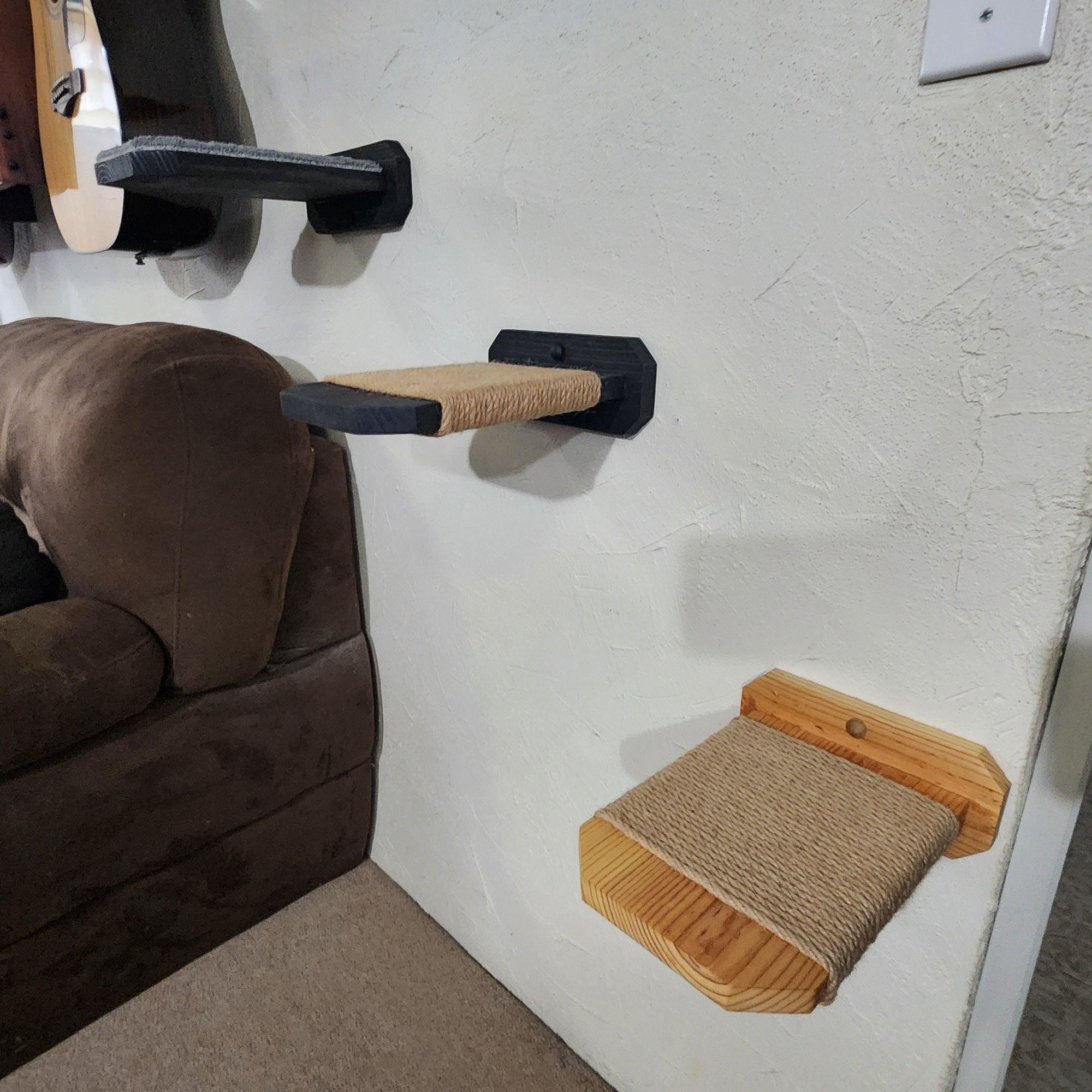 Floating Sisal Rope Cat Shelf/ Carpeted Cat Shelf Step / One Short 12" Shelf