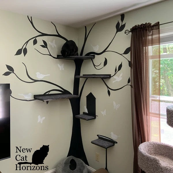 Floating Cat Shelf Set 5 pc. / Extra Large Straight Shelf/Perch, 1 Corner Perch, 1 Long Straight Shelf, and 2 Short Cat Shelves for Wall