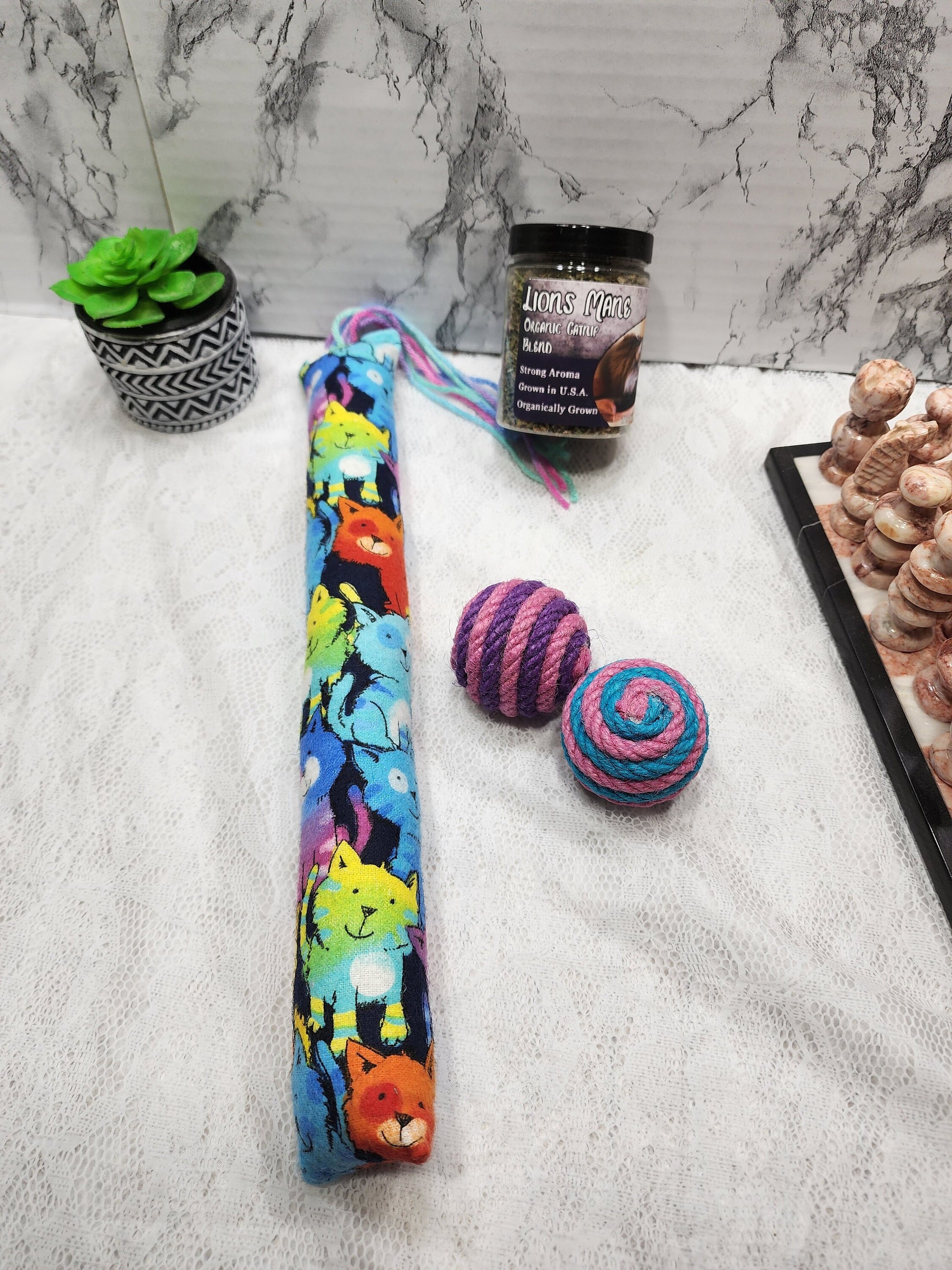 Rainbow Cats w/ Organic Cat-nip Kicker Toy 14" / Combo Pack