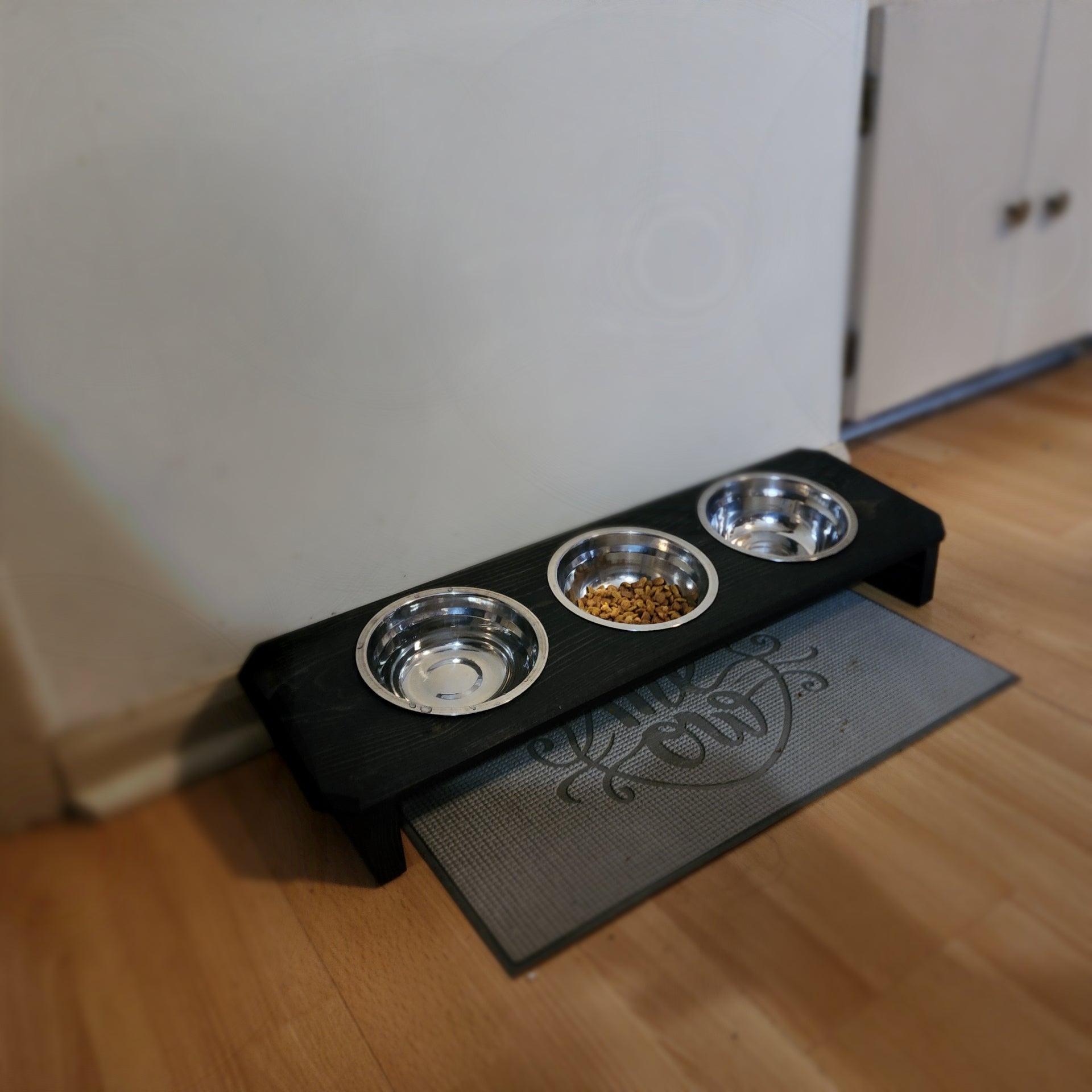 Raised Multi-Food and Water Pet Dish 24" Long / Cat Bowls and Dog Bowl Elevated Feeding Tray with Feeding Bowls